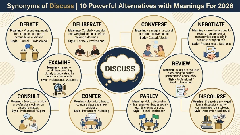synonym of discuss