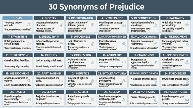 Synonyms of Prejudice