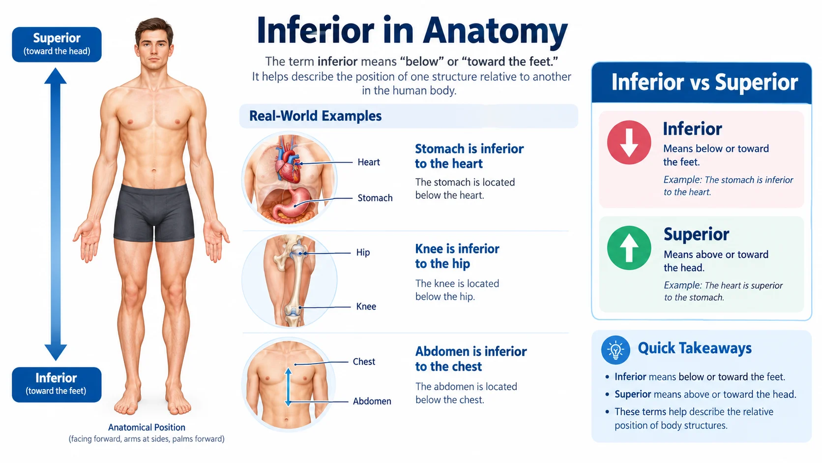 what does inferior mean in anatomy