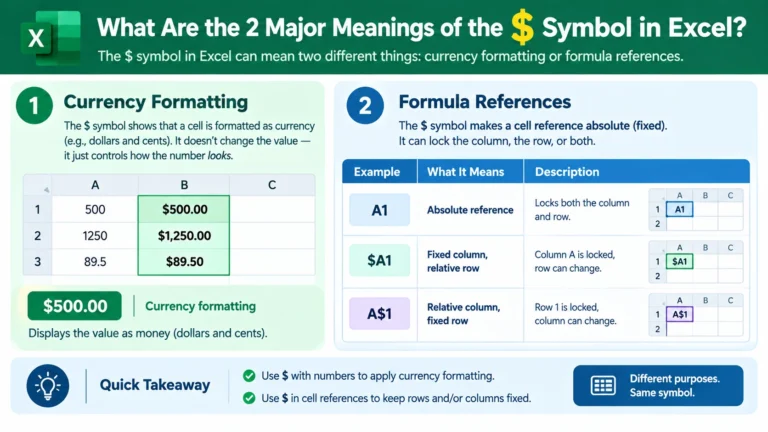 what does the money sign mean in excel